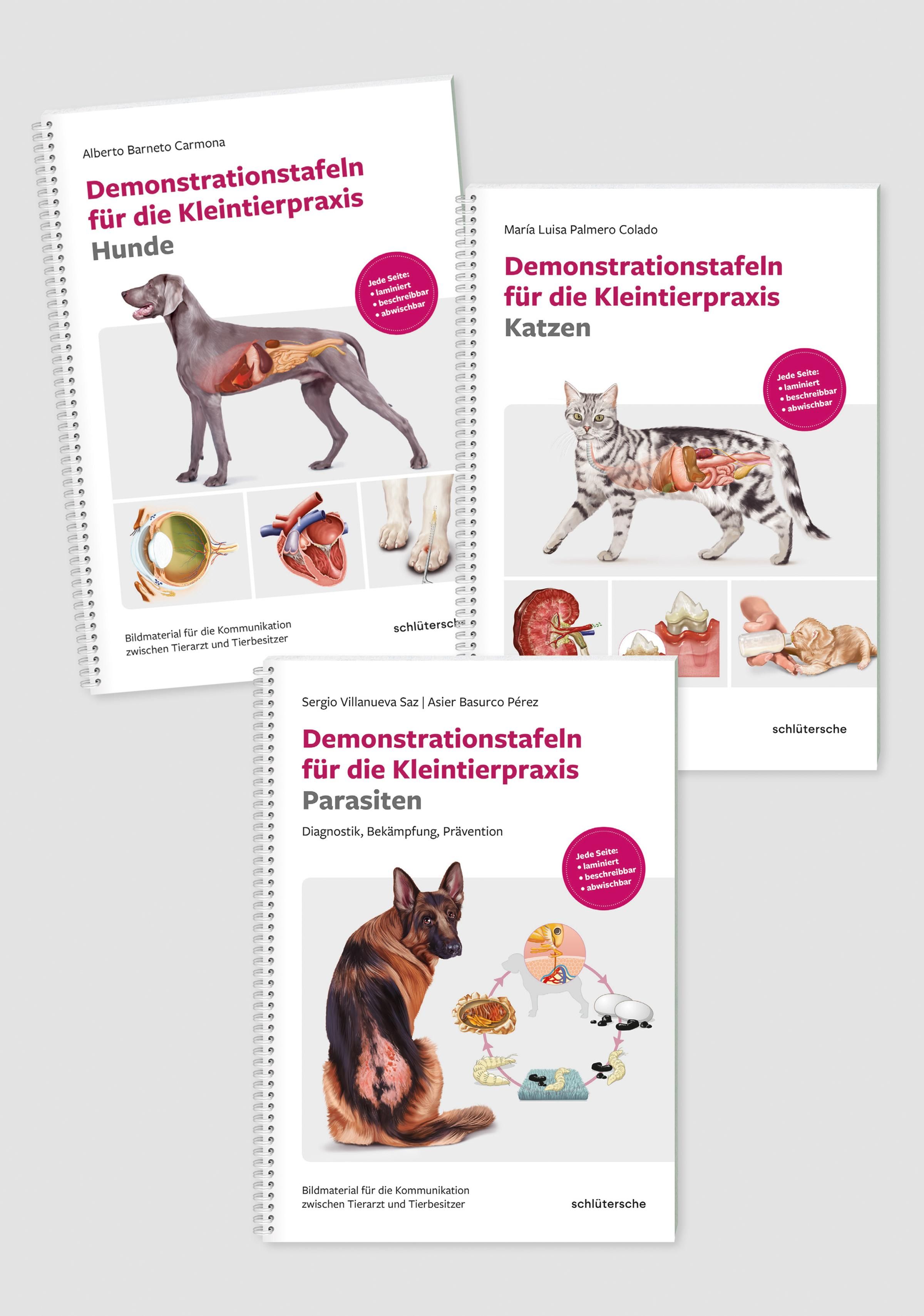 Demonstrationstafeln für die Kleintierpraxis Hund, Katze und Parasiten 3 Bde. im SET Bildmaterial...