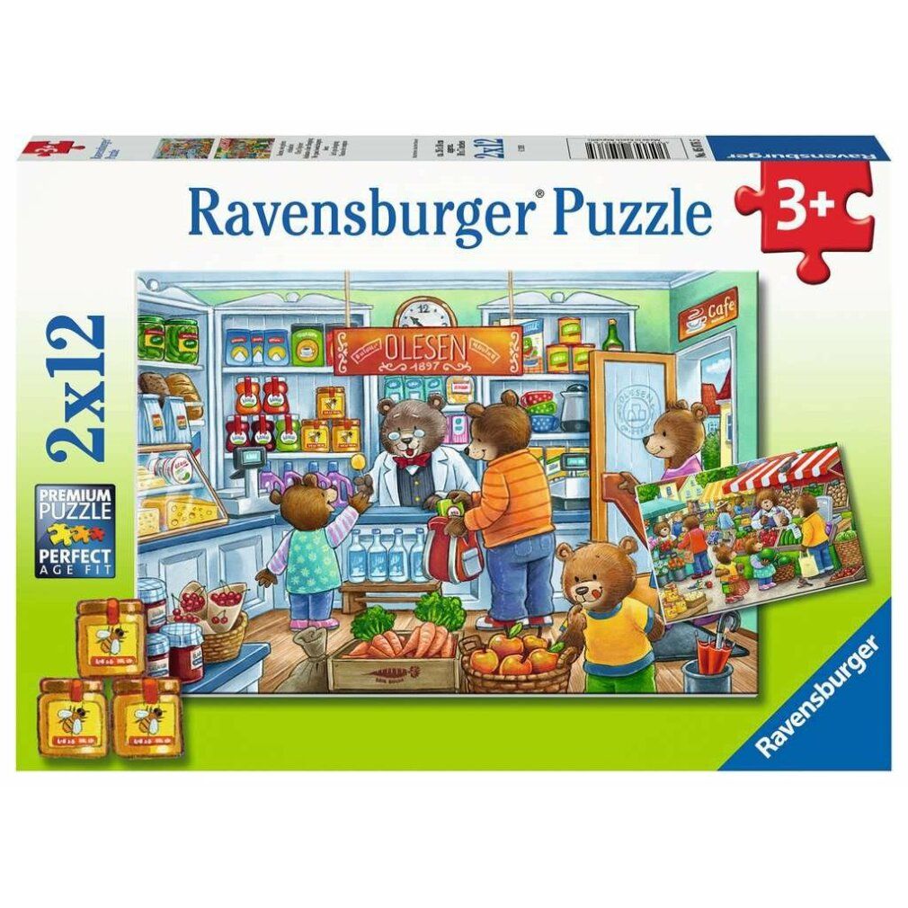 ravensburger Puzzle bären beim Einkaufen 2x12 Teile