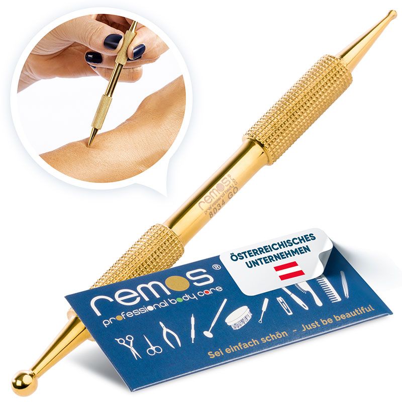 REMOS Akupressurstift, 10cm, vergoldet, Ø1.5/3.5 mm