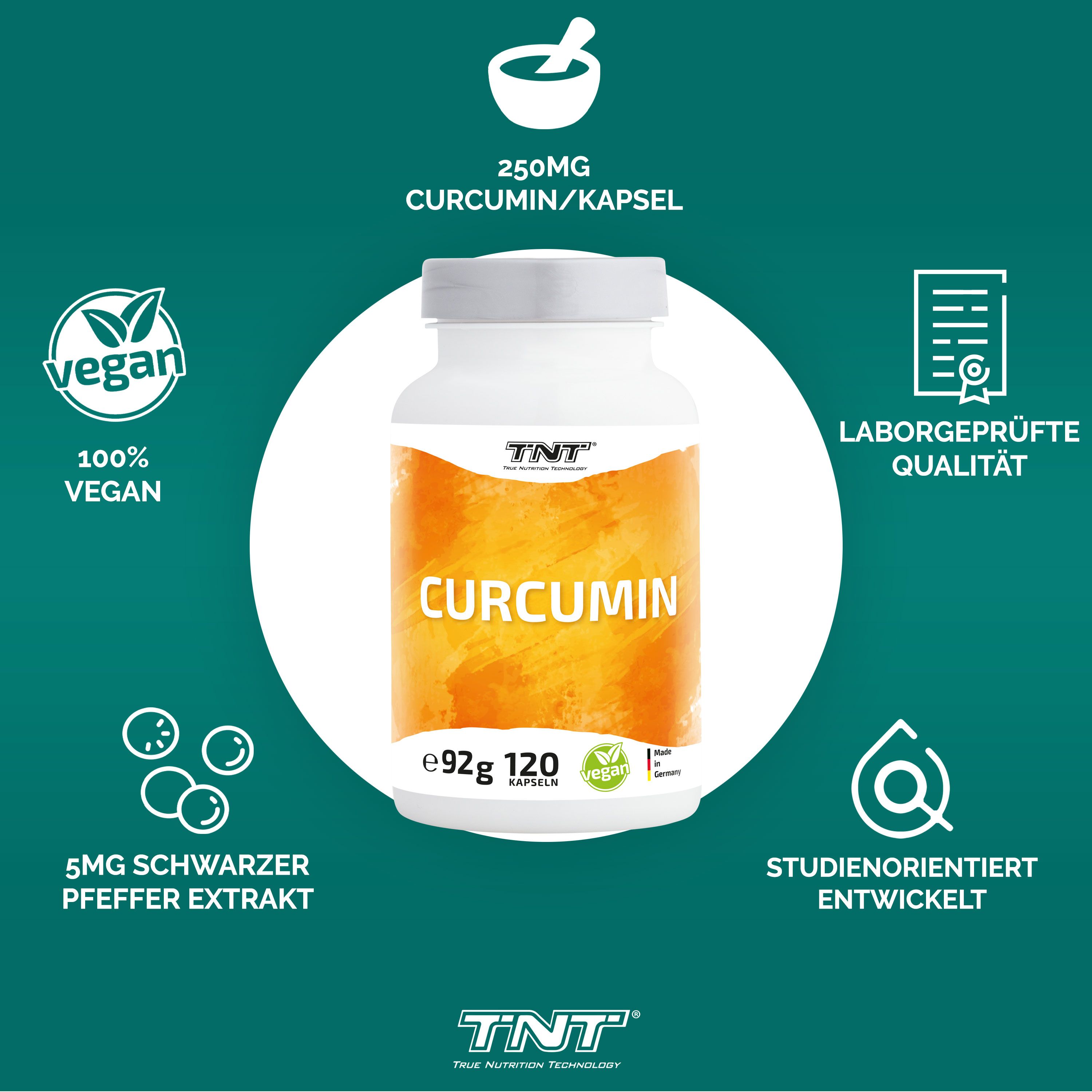 TNT Curcumin mit Bioperin® für eine bessere Aufnahme 120 St Kapseln