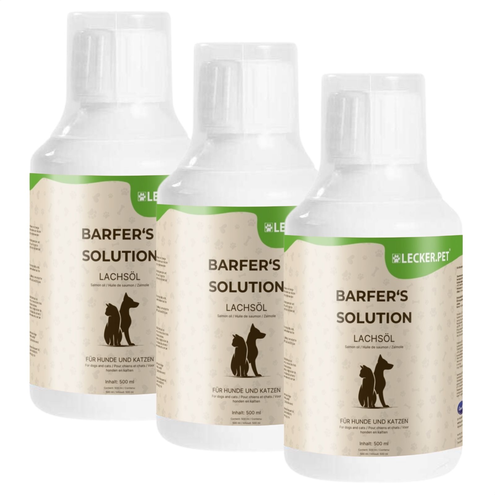 Lecker.Pet® Barfer's Solution 100 % Lachsöl für Hunde & Katzen 1,5 l