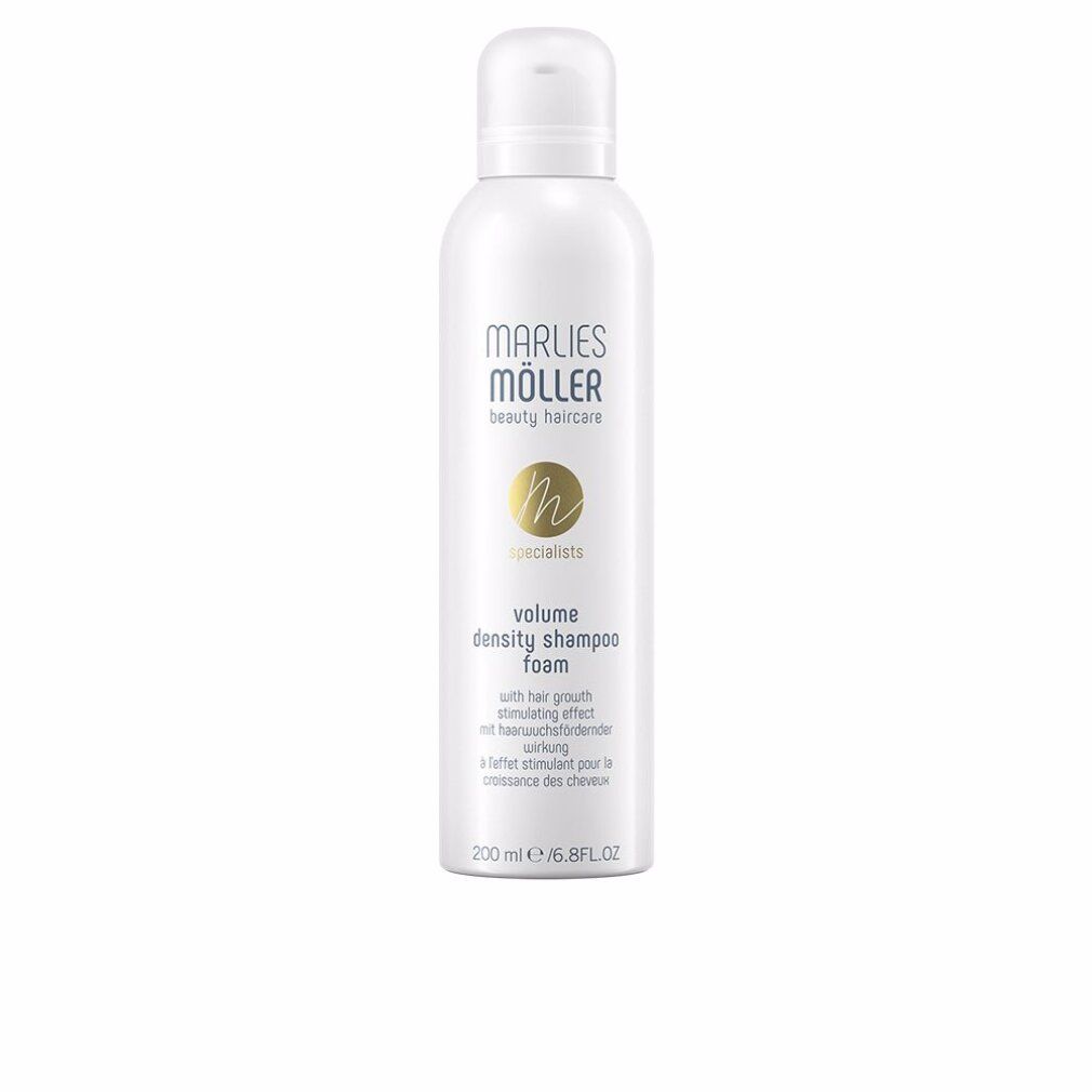 Weiße Flasche mit Sprühkopf. Aufschrift: Marlies Müller, Volume Density Shampoo Foam. 200 ml.