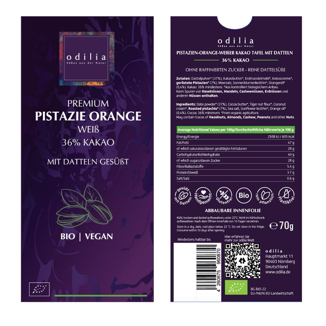 odilia Premium Pistazie Orange Schokolade