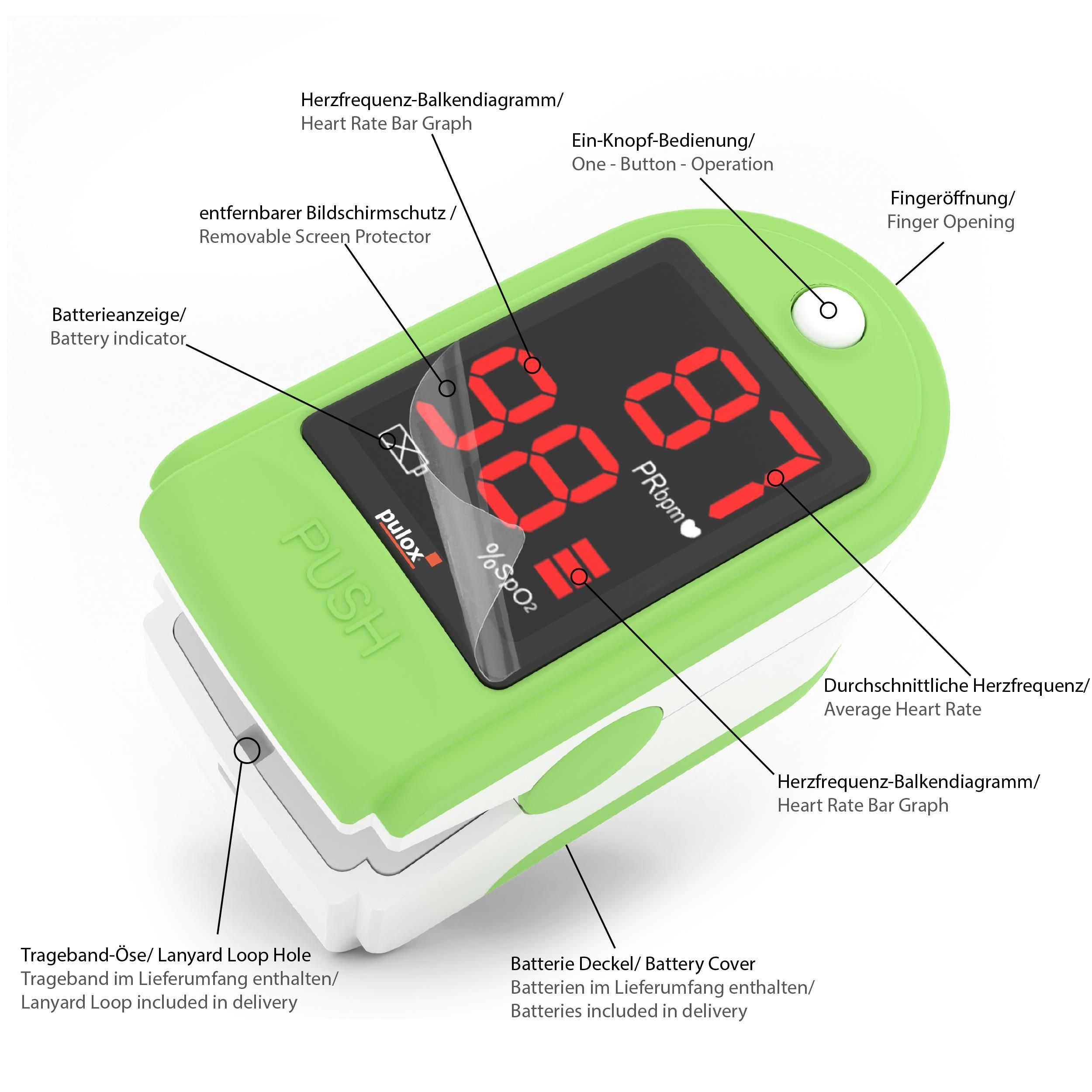 Pulox Po-100 Pulsoximeter grün 1 St Gerät