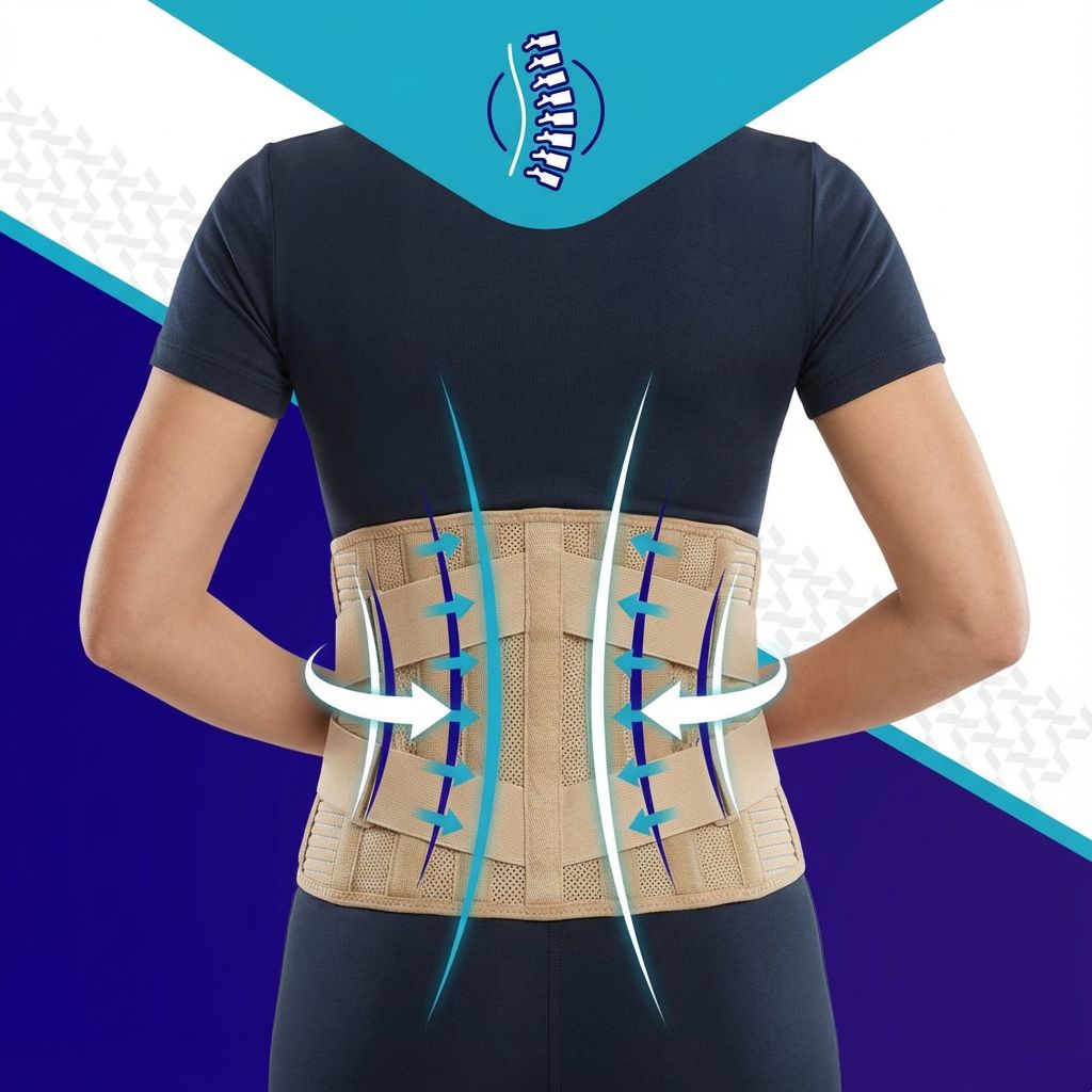 VITALIC Stützende Rückenbandage – Verstellbarer Rückengurt gegen Rückenschmerzen