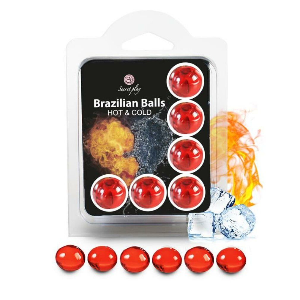 Sechs rote brasilianische Kugeln mit Hot & Cold-Effekt in Blisterverpackung.