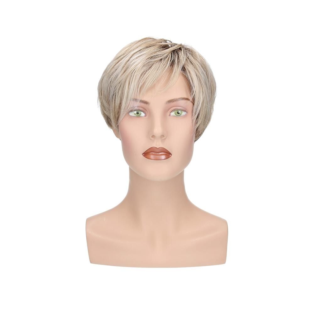 Perücke Magnolie von Lofty. Kurzer, blond-brauner Bob-Schnitt auf einer Schaufensterpuppe. Frontalansicht.