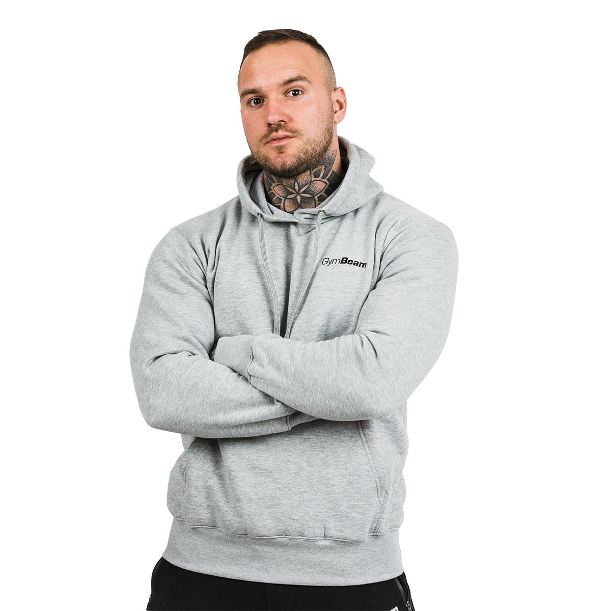 GymBeam Hoodie Herren Regular Langarm mit Kapuze und Taschen Grey Black