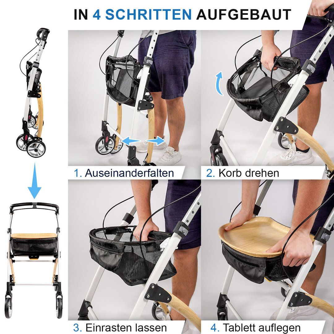 Casa Rollator schmal für Wohnung & Innenbereich Eiche