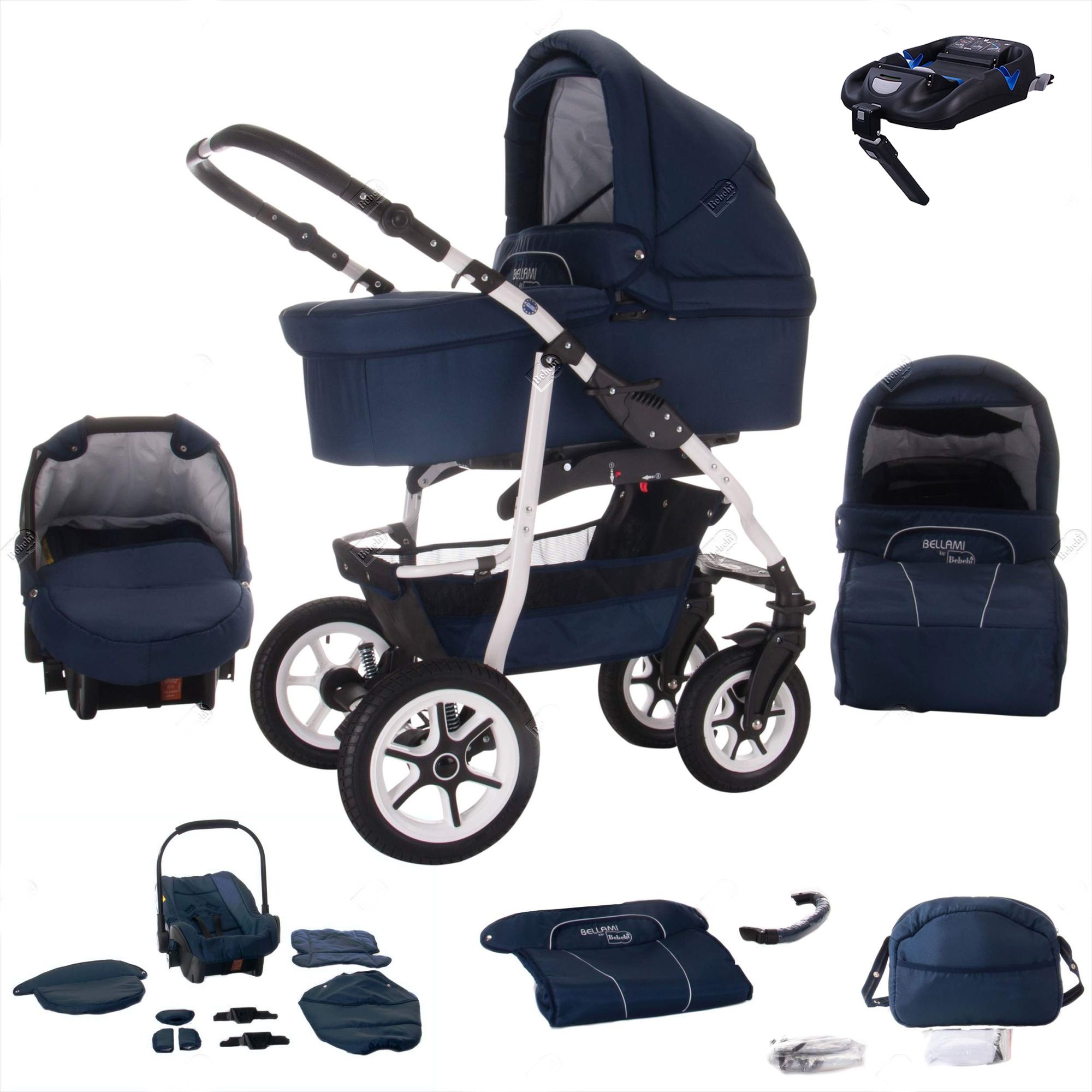 Bebebi Bellami 4 in 1 Kinderwagen Komplettset ISOFIX Basis Luftreifen,  Bellablue 1 St - Shop Apotheke