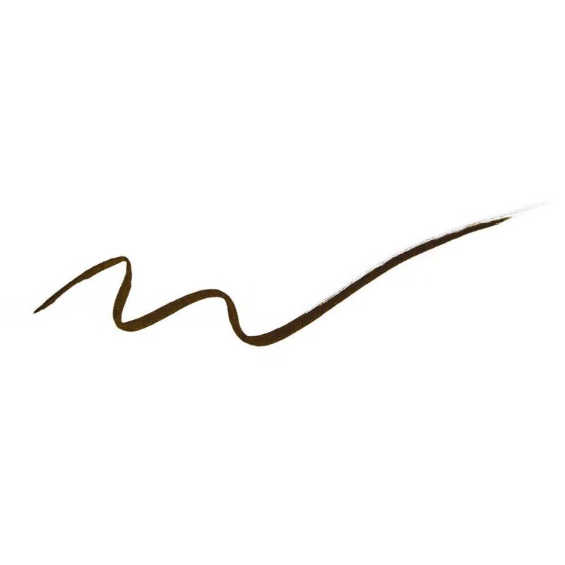 Eine braune Linie, die mit einem flüssigen Eyeliner aufgetragen wurde.