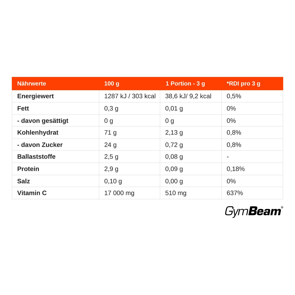 GymBeam BIO Acerola Pulver mit Vitamin C