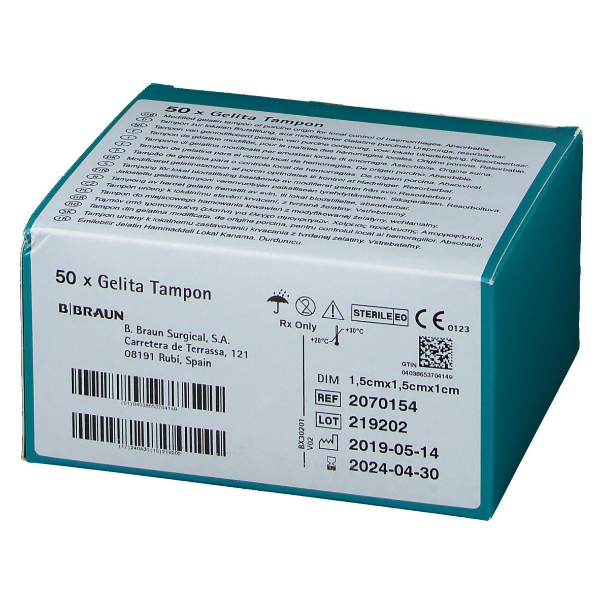 Gelita-Tampon 1 x 1,5 x 1,5 cm