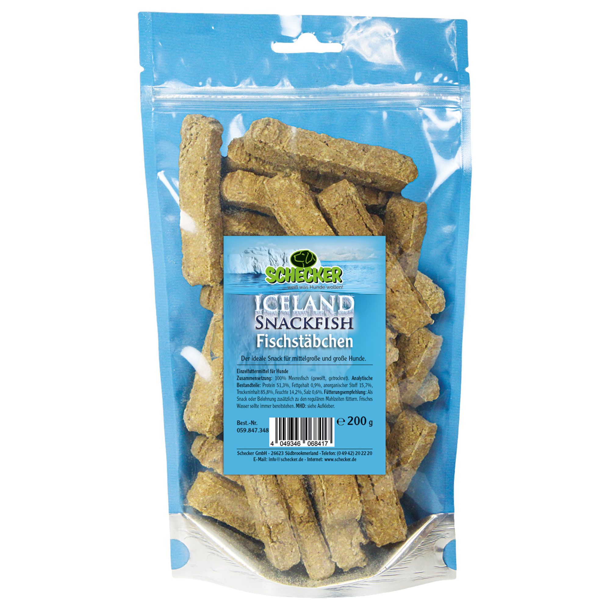 Schecker Iceland Fischstäbchen Snack - der ideale Snack für mittelgroße und große Hunde