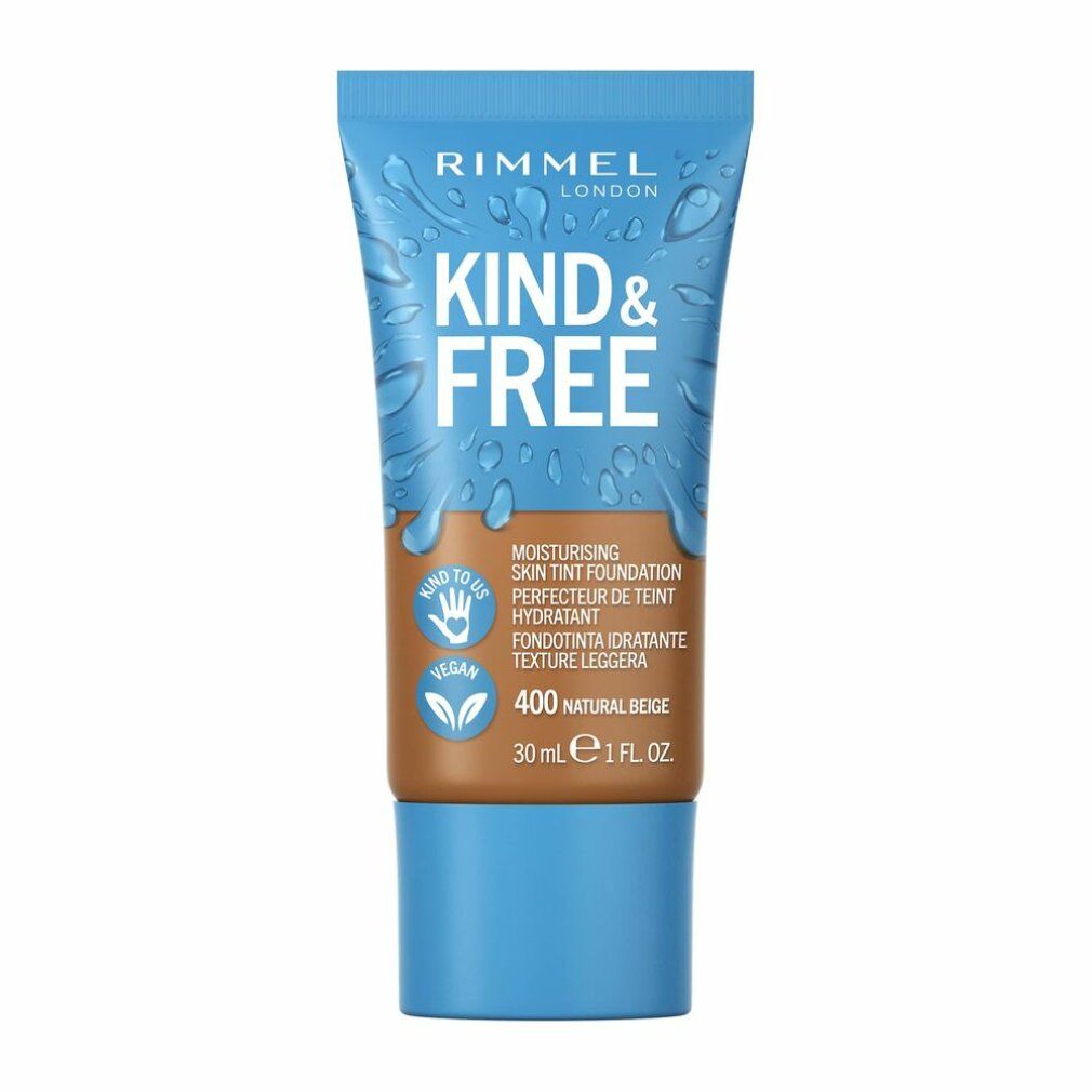 Rimmel Kind & Free Feuchtigkeitsspendender Teintperfektor, 400 Natural Beige, vegan.