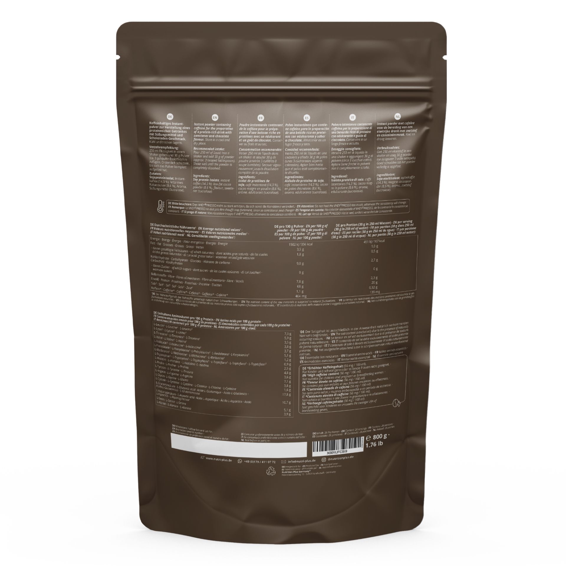 nutri+ Proteinkaffee Vheypresso 800 g Pulver