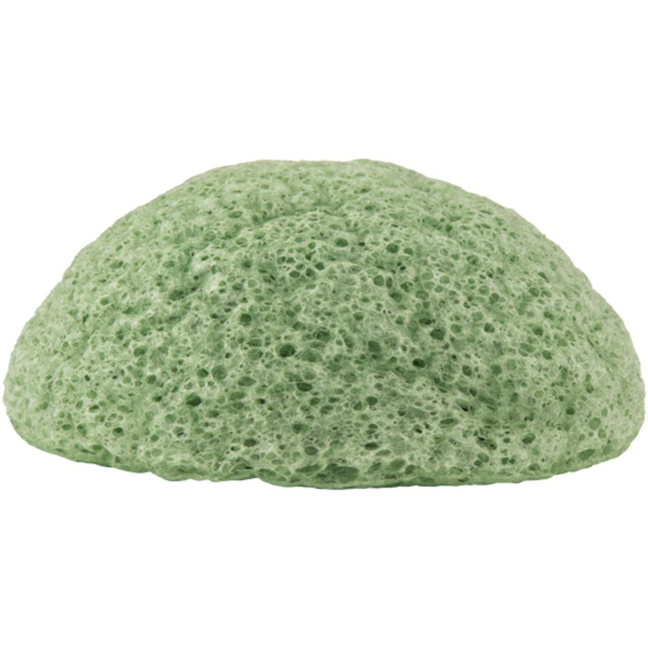 Grüner, halbkugelförmiger Konjac-Schwamm mit poröser Textur.