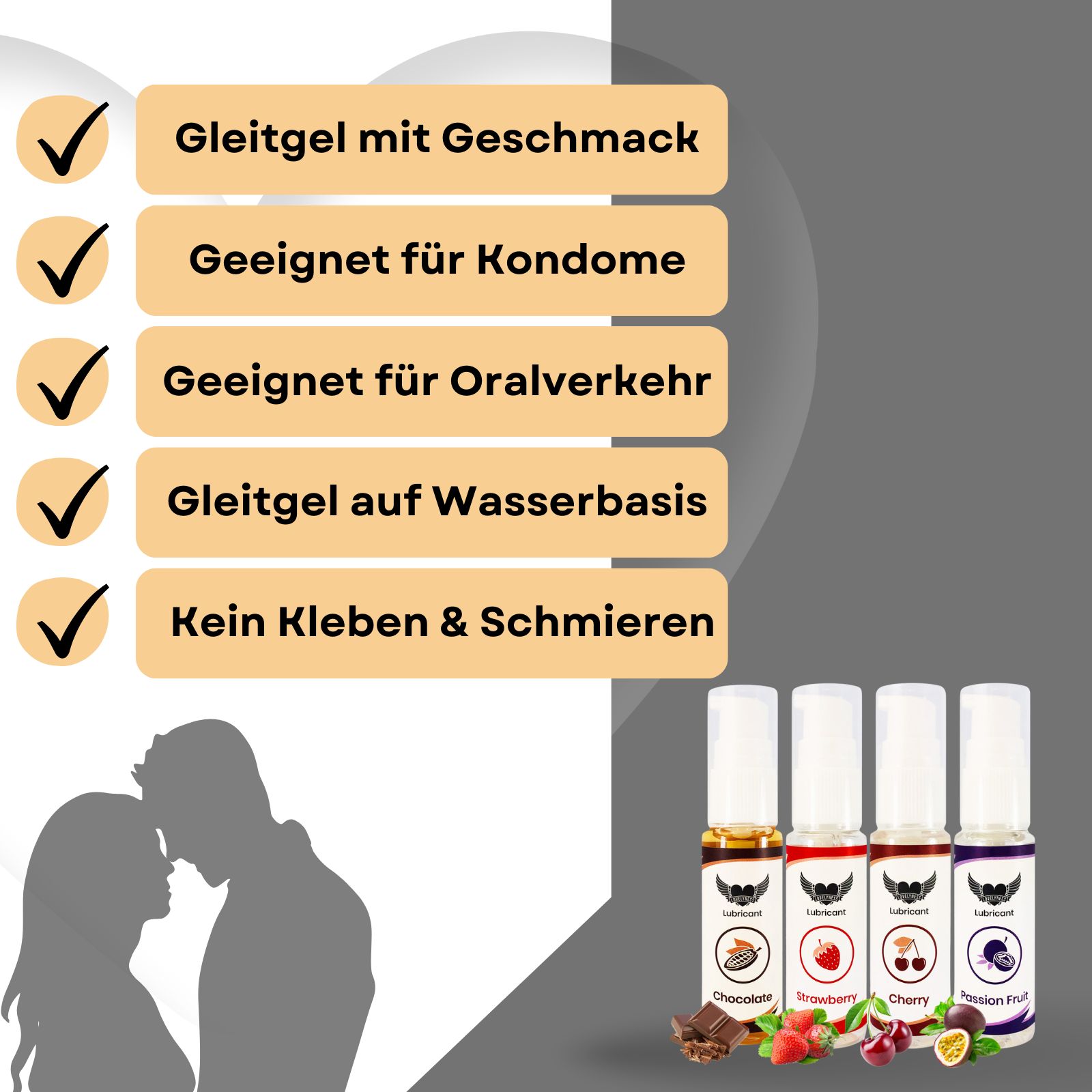 Lovelyness - Gleitgel mit Geschmack Erdbeere, Kirsche, Schokolade, Passionsfrucht im Set 120ml 120 ml