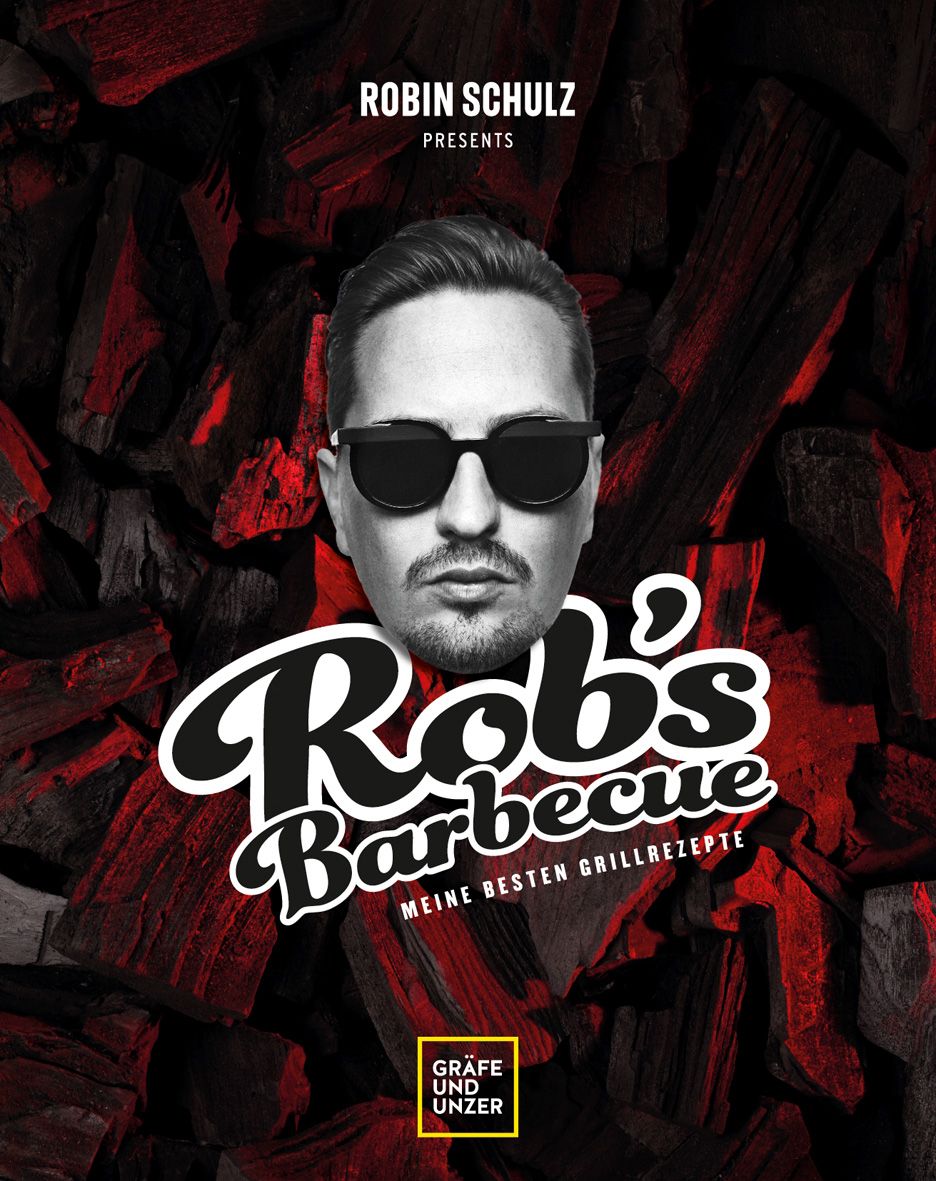 Cover mit dem Titel "Rob's Barbecue". Der Titel ist in weißer Schrift auf einem Hintergrund aus Holzkohle abgebildet. Oben steht "Robin Schulz presents".