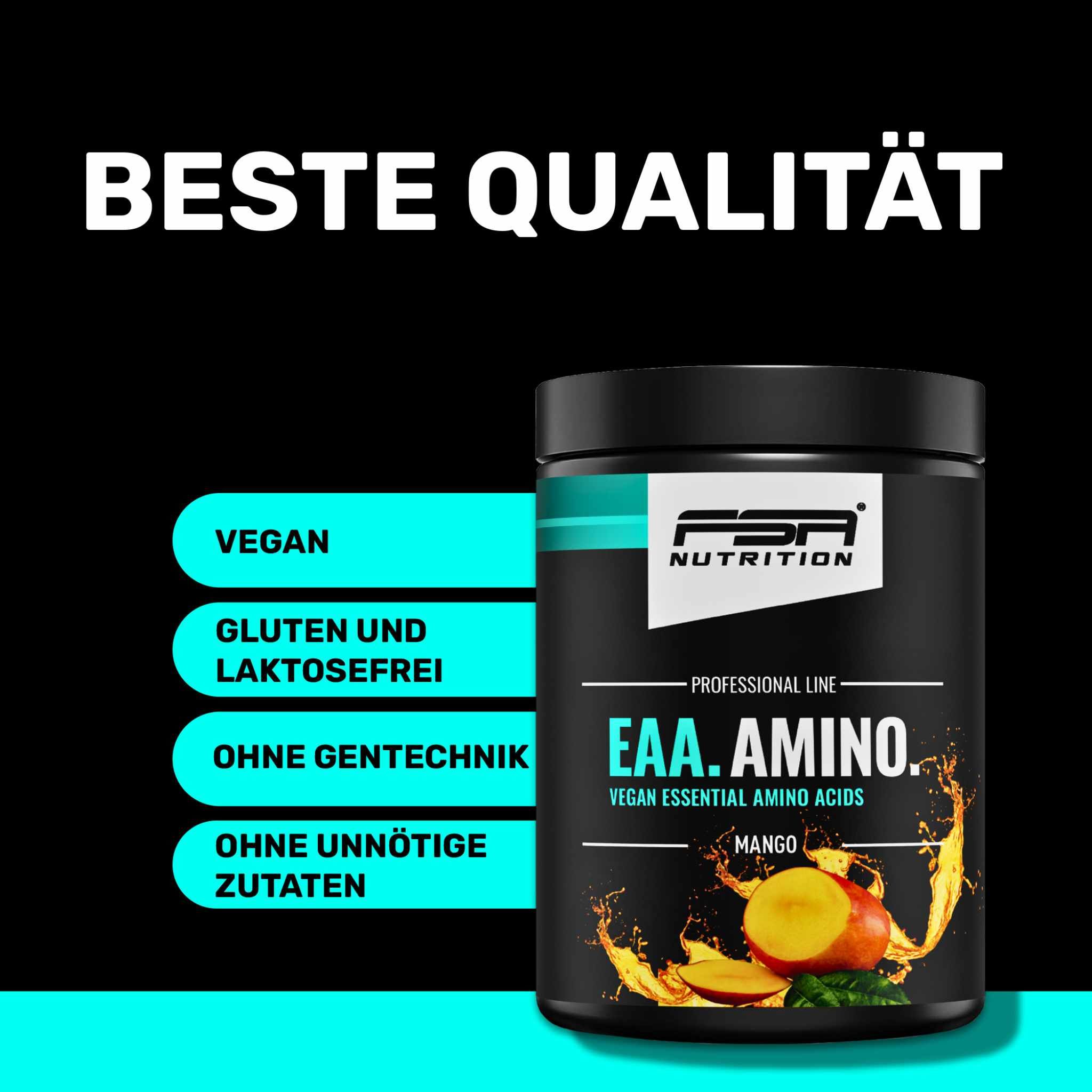 FSA NUTRITION EAA Amino - Aminosäuren Komplex hochdosiert - vegan - Mango
