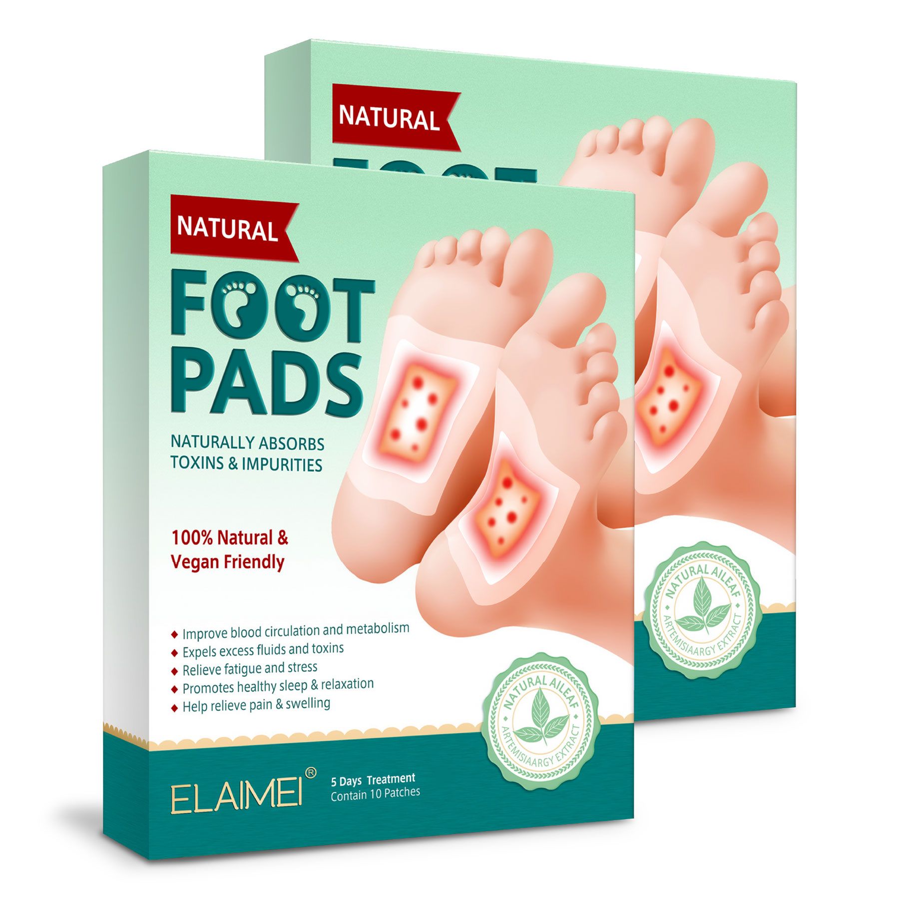 Aliver Fußmaske Detox Pflaster mit Bambusessig für Fußpflege 2x1 St