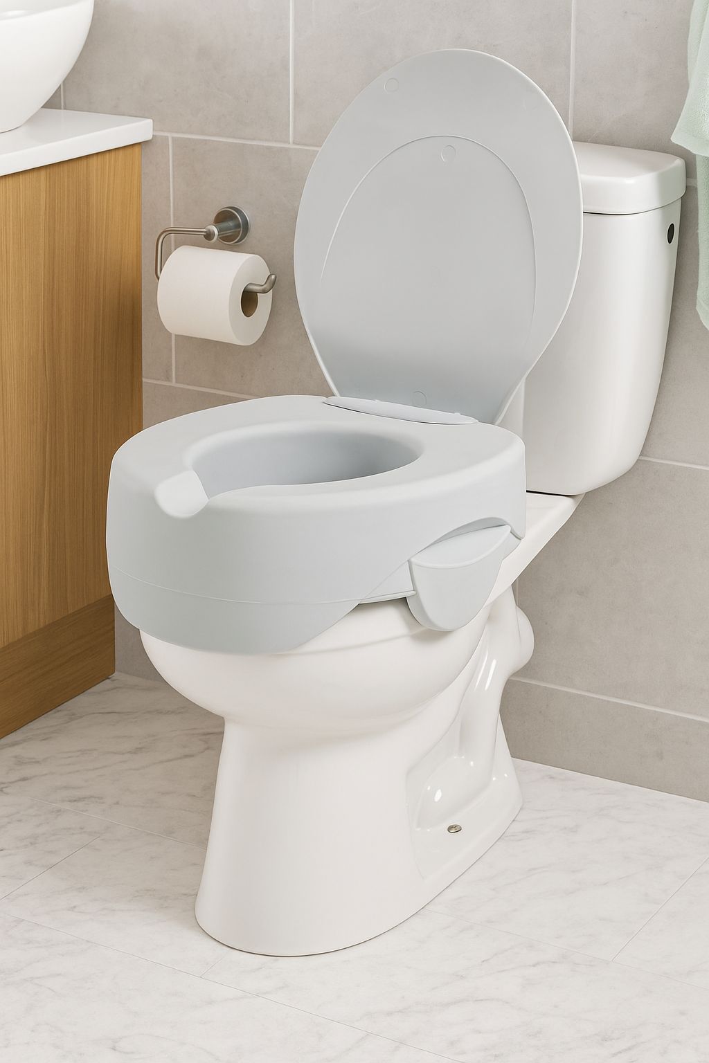 Toilettensitzerhöhung mit Deckel