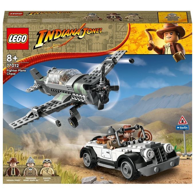 LEGO Indiana Jones 77012 L'Inseguimento dell'Aereo a Elica, Modello Aeroplano e Macchina Giocattolo