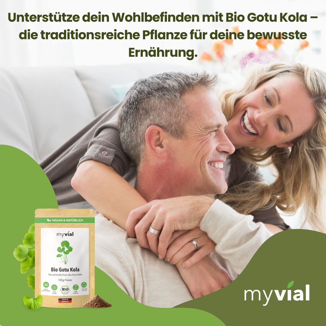 myvial® Bio Gotu Kola Pulver - 100 g Centella asiatica (Tigergras, Brahmi) aus Sri Lanka