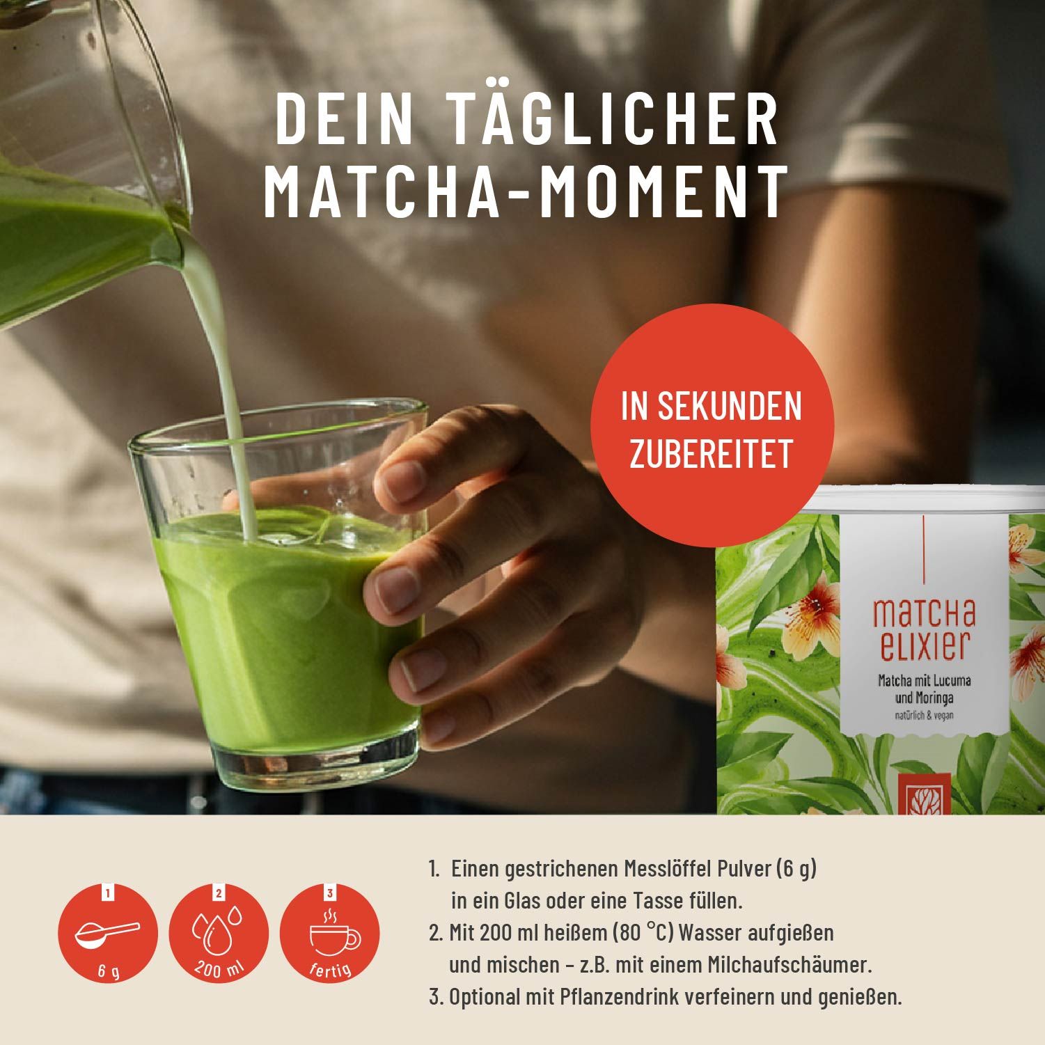 MATCHAELIXIER Matcha mit Lucuma und Moringa natürlich & vegan - NATURTREU®