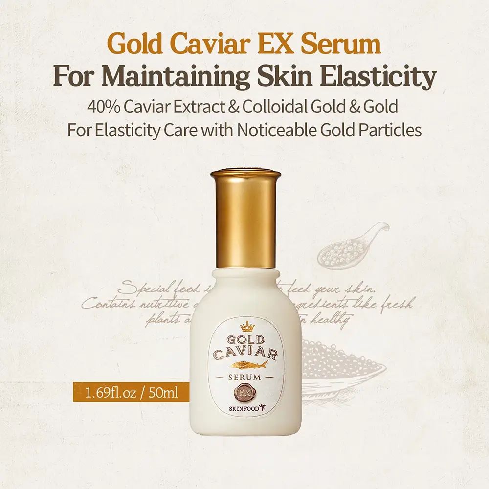 SKINFOOD Gold Caviar Ex Face Serum – Anti-Aging Serum mit Kaviar & Goldextrakt