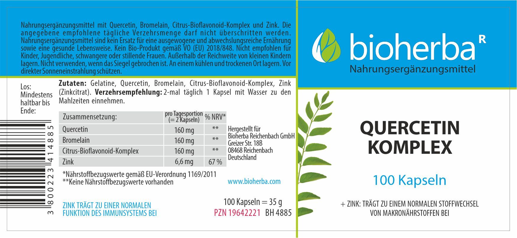 Quercetin Komplex 100 Kapseln PZN 19642221