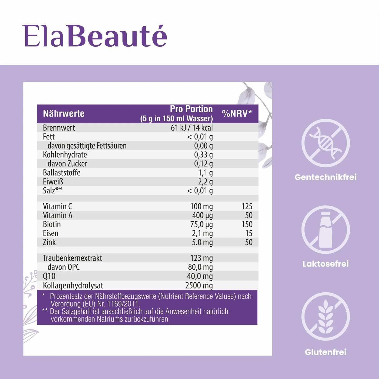 SanaExpert ElaBeauté – Verisol®Kollagen-Pulver mit Coenzym Q10, Biotin, OPC und Vitaminen