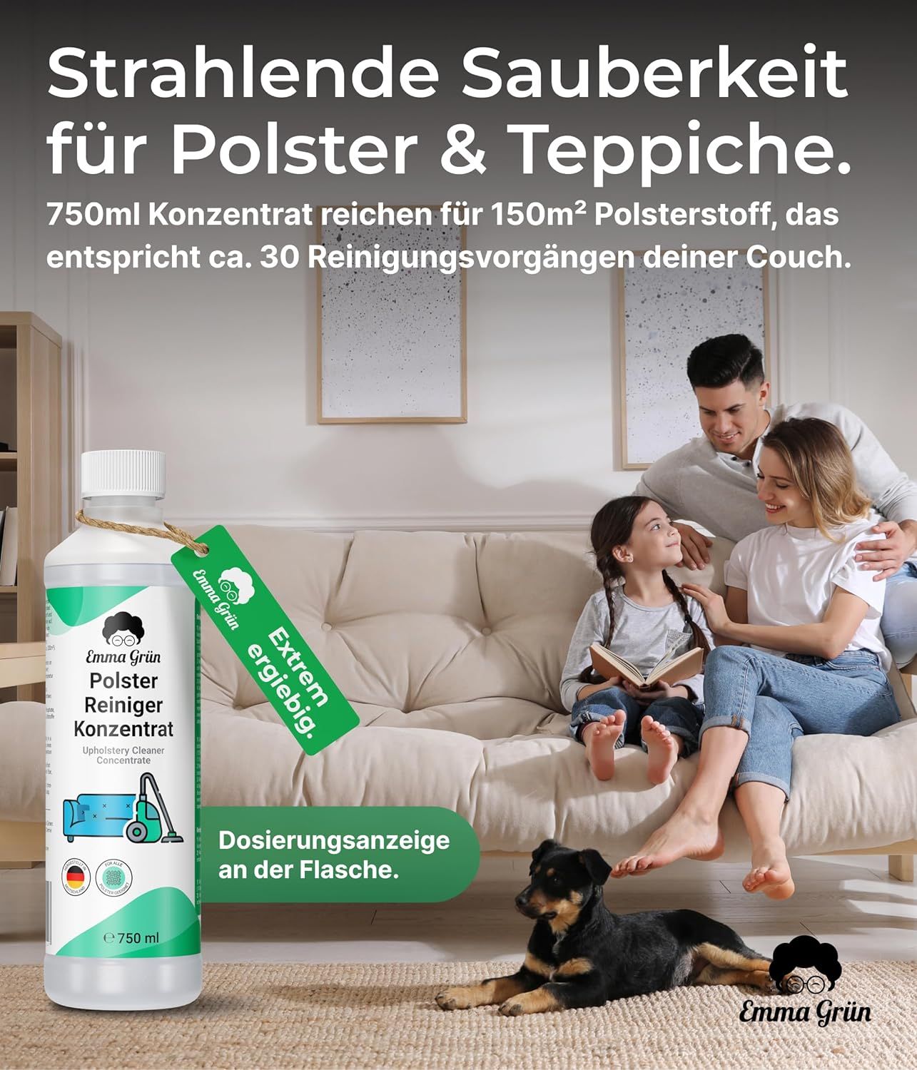 Emma Grün® Polsterreiniger Konzentrat für Waschsauger & Nasssauger
