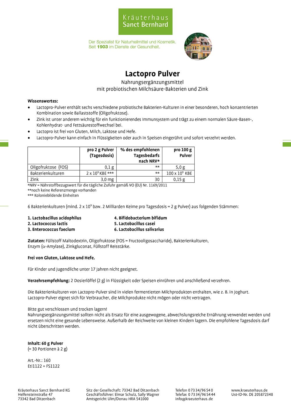 Sanct Bernhard Lactopro-Pulver