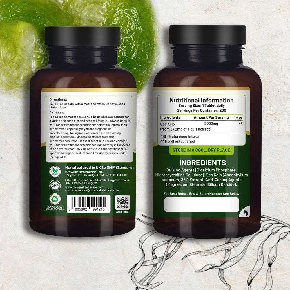 Prowise Healthcare Meeresalgen 2000 mg – Natürliche Jodquelle