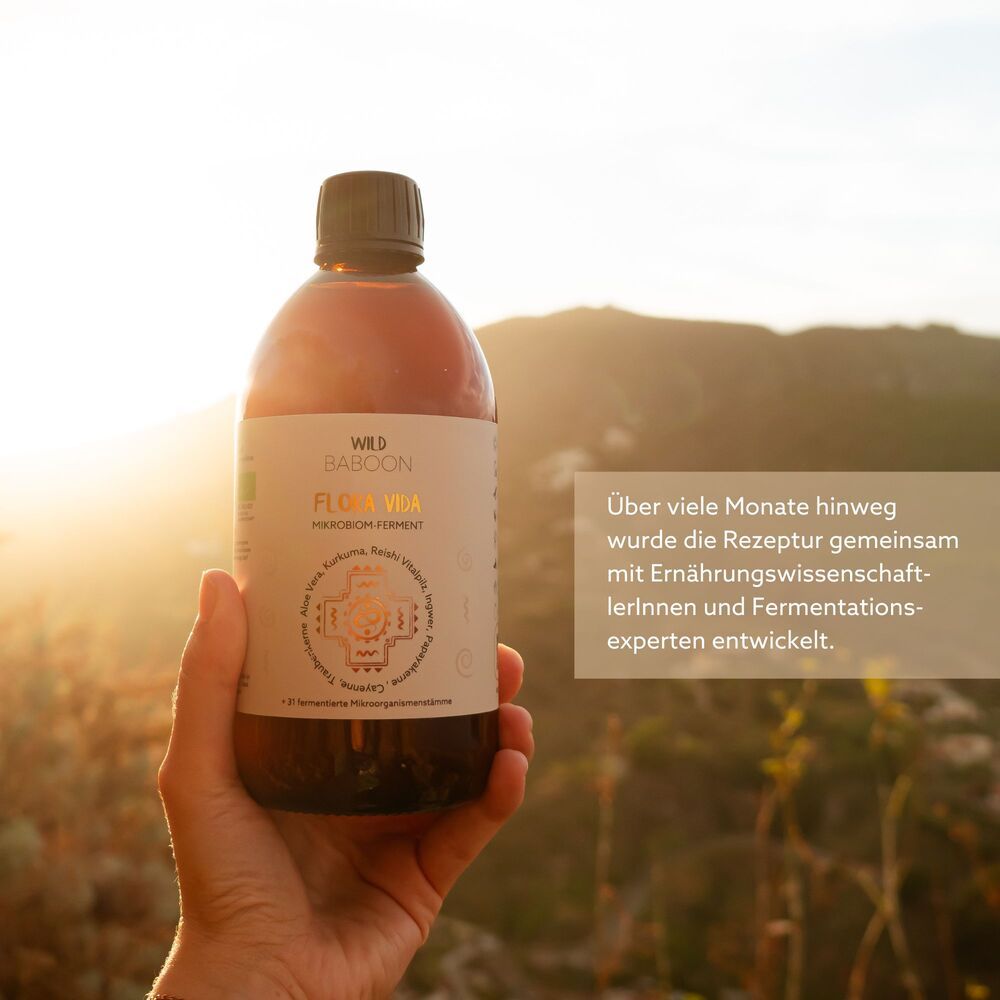 Wild Baboon FLORA VIDA - Ferment mit lebenden Mikroorganismen, Kurkuma, Ingwer und Aloe Vera, BIO