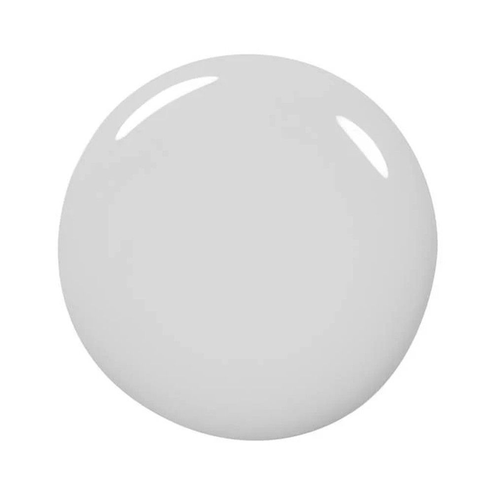 Runder, glänzender Farbklecks in hellem Grau. Oberfläche mit zwei Lichtreflexen.