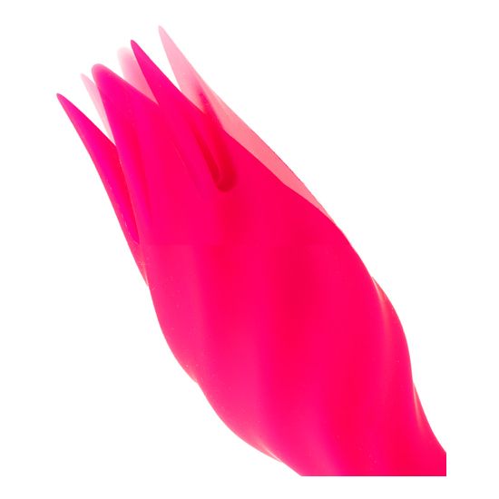 Pinkfarbener Stimulator mit drei Spitzen, Nahaufnahme. Keine Details.