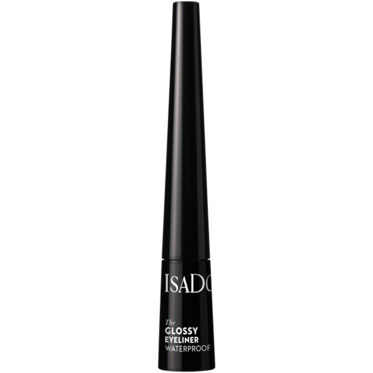 Schwarzer Eyeliner von IsaDora. Flasche. Aufschrift: The Glossy Eyeliner Waterproof.