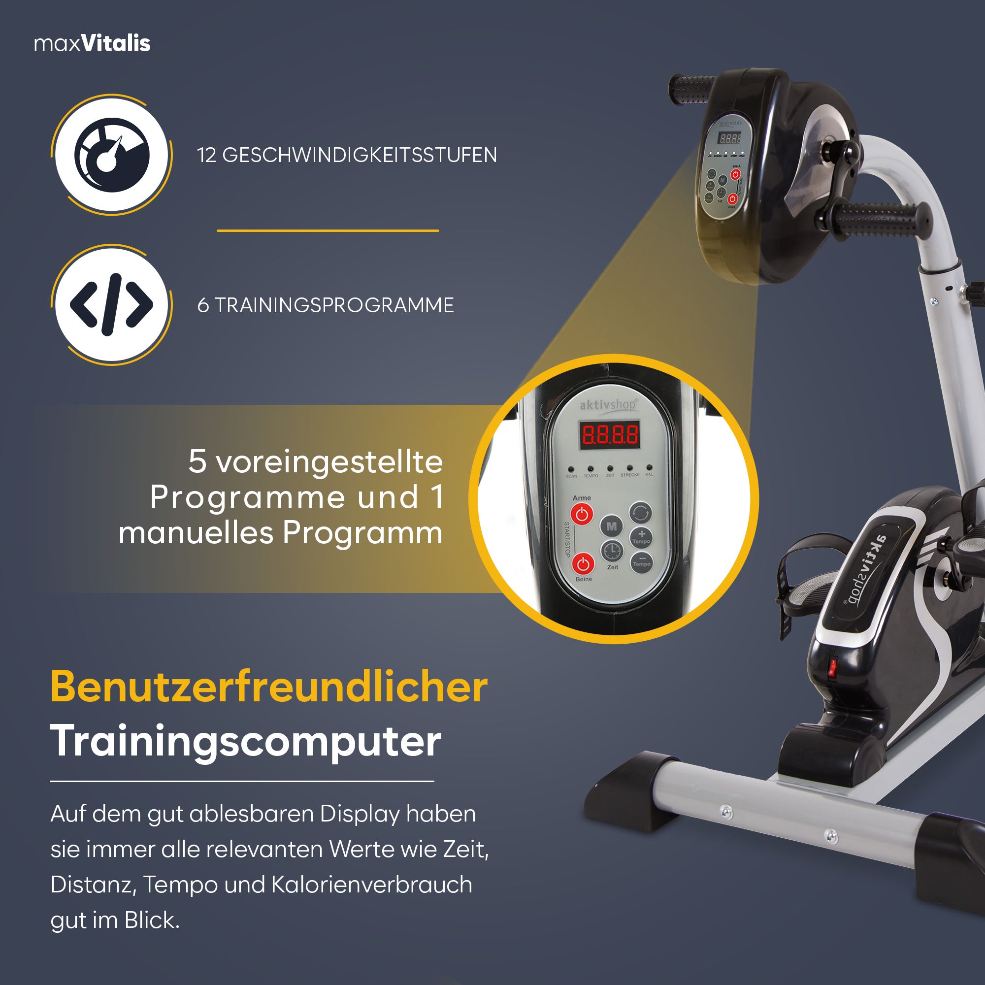 aktivshop Arm- und Beintrainer aktiv »2in1« mit Motor & höhenverstellbaren Handgriff