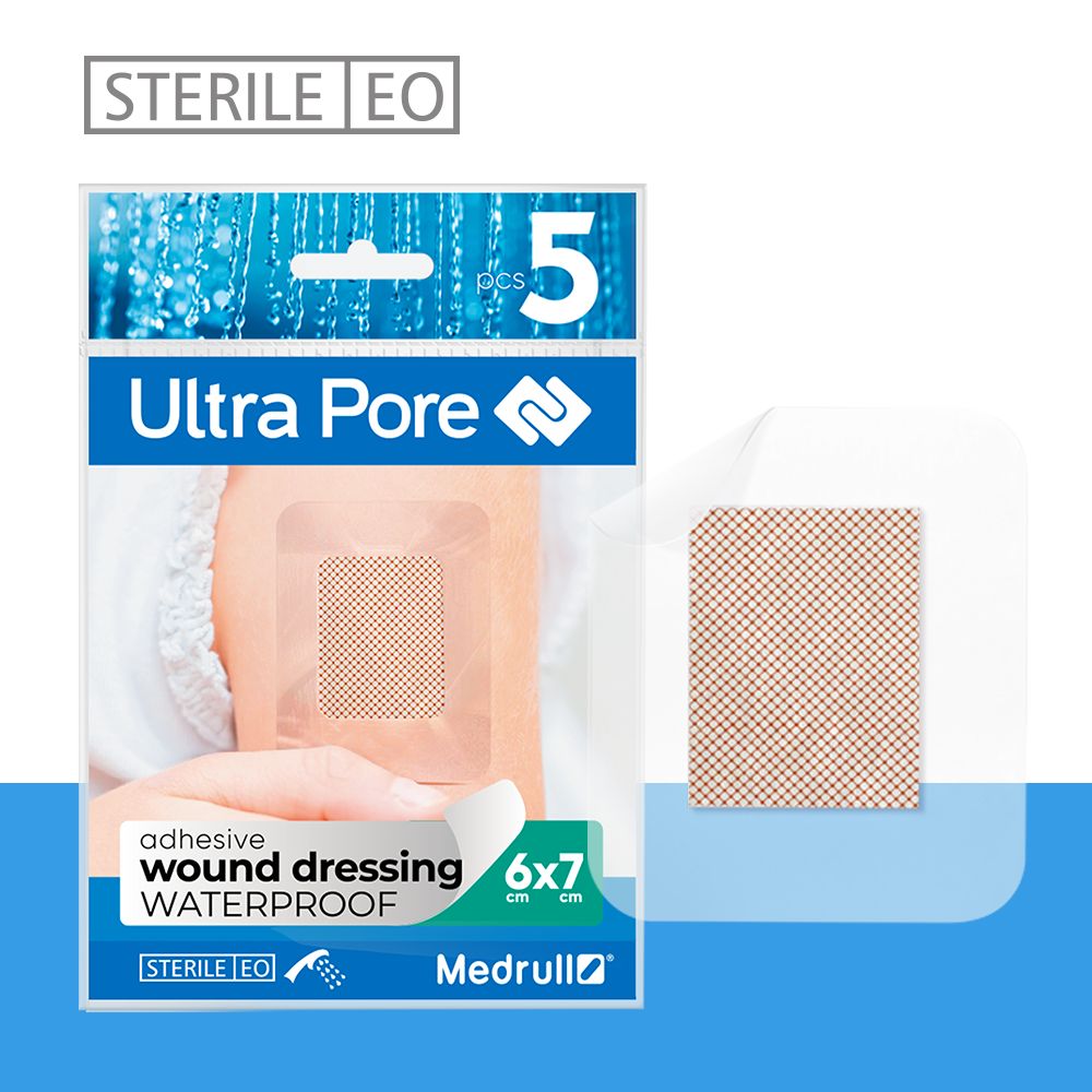 Medrull Ultra Pore WATERPROOF steriler, selbstklebender Wundverband / Wund-Pflaster 6 x7 cm