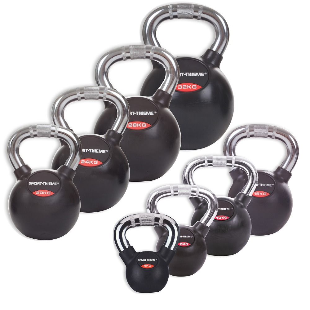 Sport-Thieme Kettlebell-Set Gummiert mit Chrom-Griff 1 St