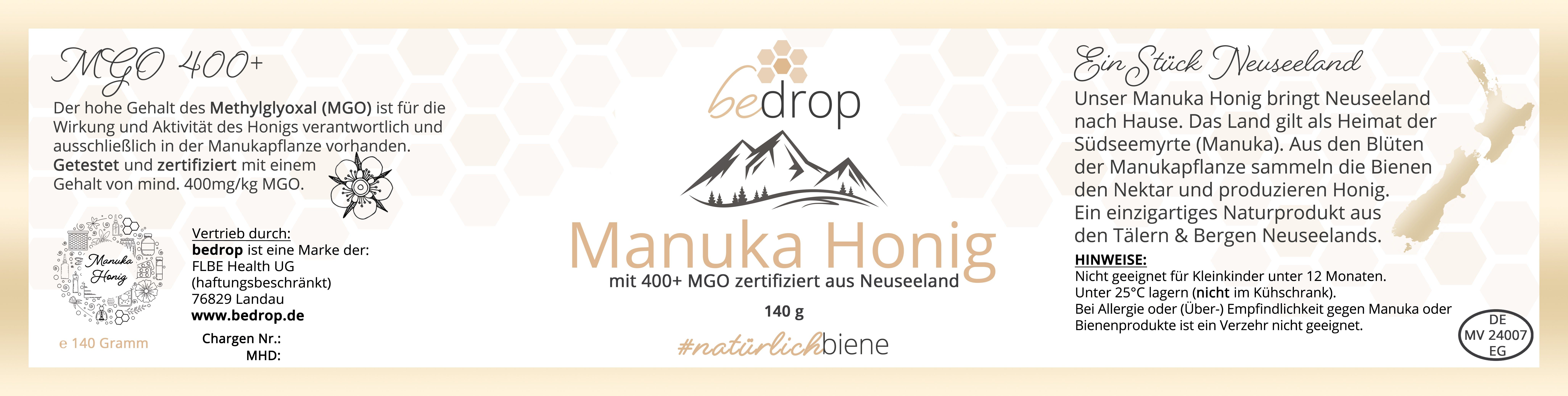 bedrop: Tier Set | Propolis Spray (alkoholfrei) & Manuka Honig MGO 400+