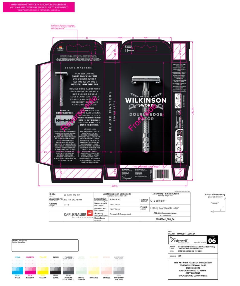 Wilkinson Sword "The Edger" Rasierer im Barber's Style Blisterpack.