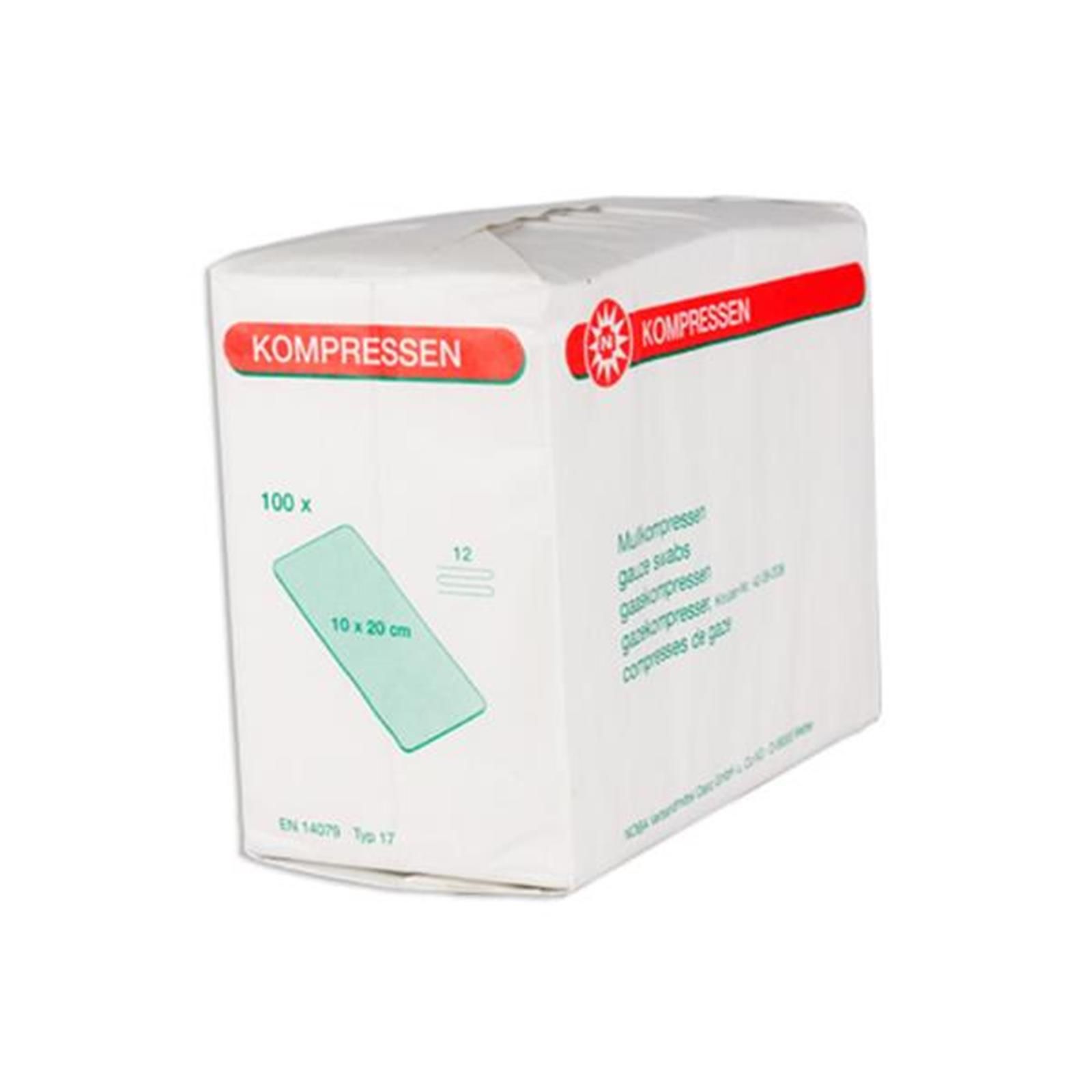 NOBA Mullkompressen unsteril 12- lagig 10 x 20 cm