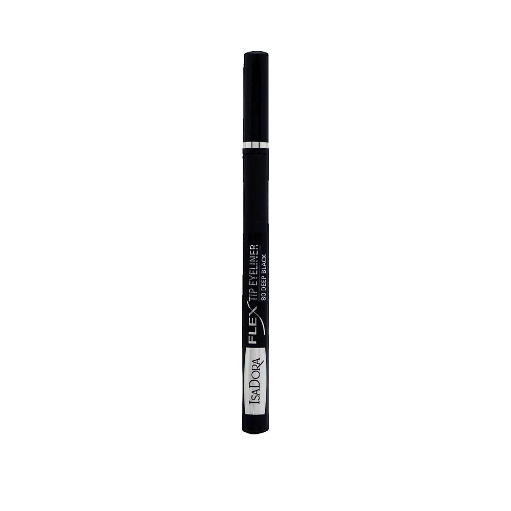 Schwarzer Eyeliner mit Flex-Spitze. Der Stift hat einen schwarzen Griff mit dem Markennamen IsaDora und der Produktbezeichnung.