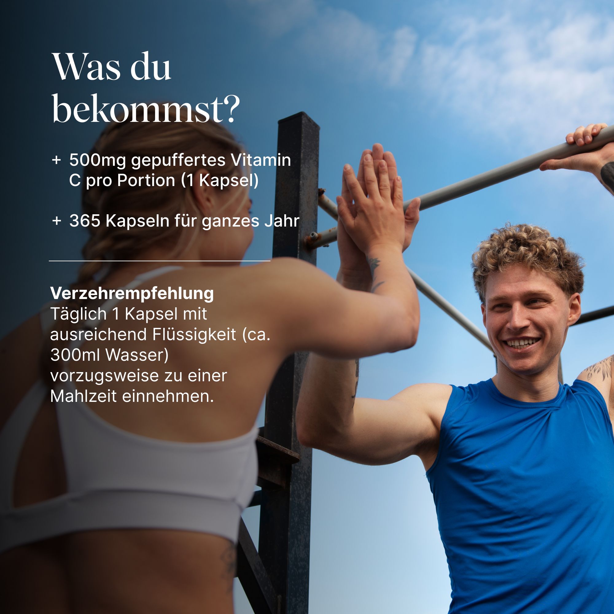 VETAIN Vitamin C gepuffert Kapseldose, 500mg pro Portion, 365 Kapseln für ein ganzes Jahr.