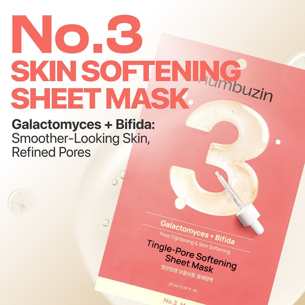 NUMBUZIN Nr.3 Skin Softening Sheet Mask mit Galactomyces + Bifida für glattere Haut.