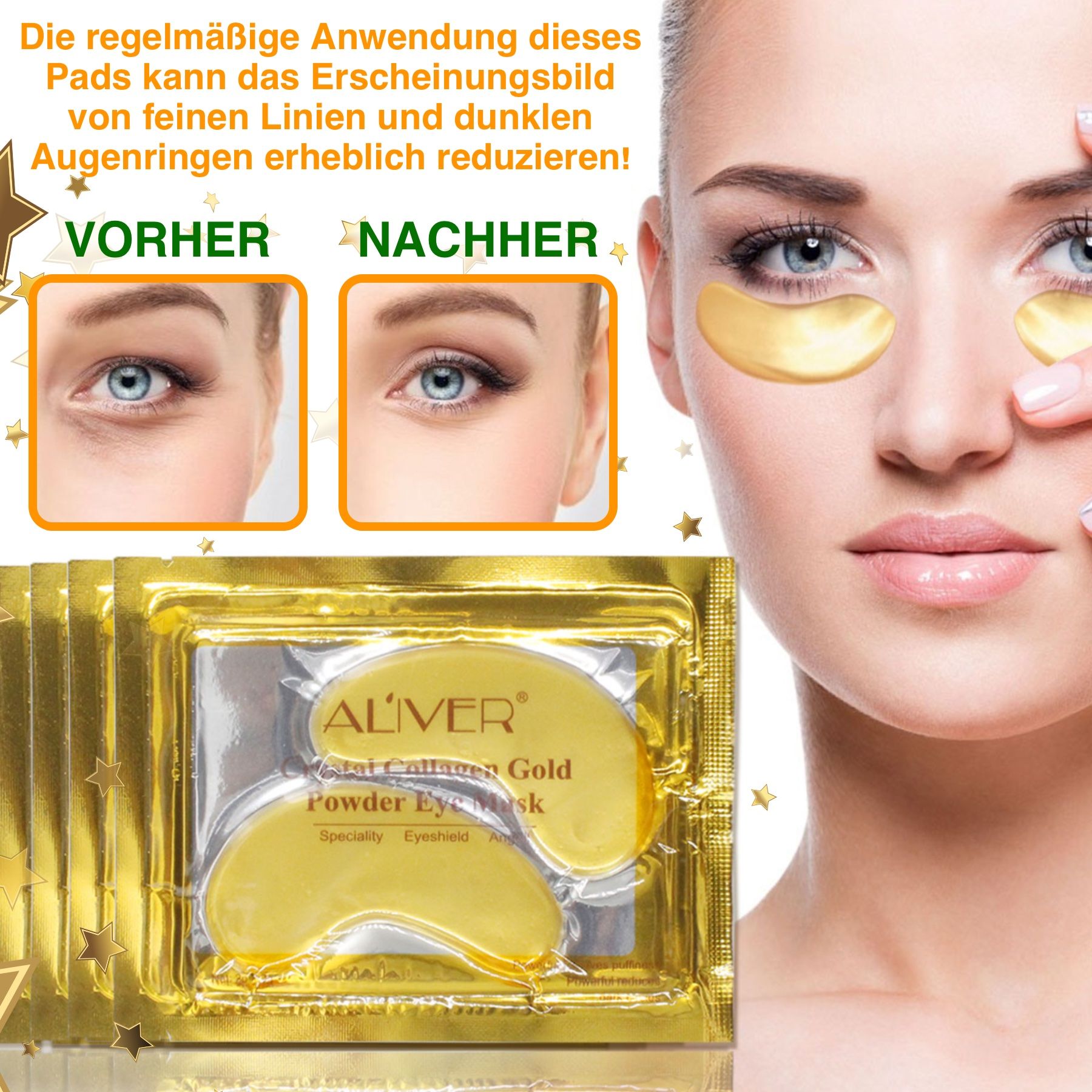 ALIVER Augenpads Crystal Collagen Gold Eye Mask Anti Aging