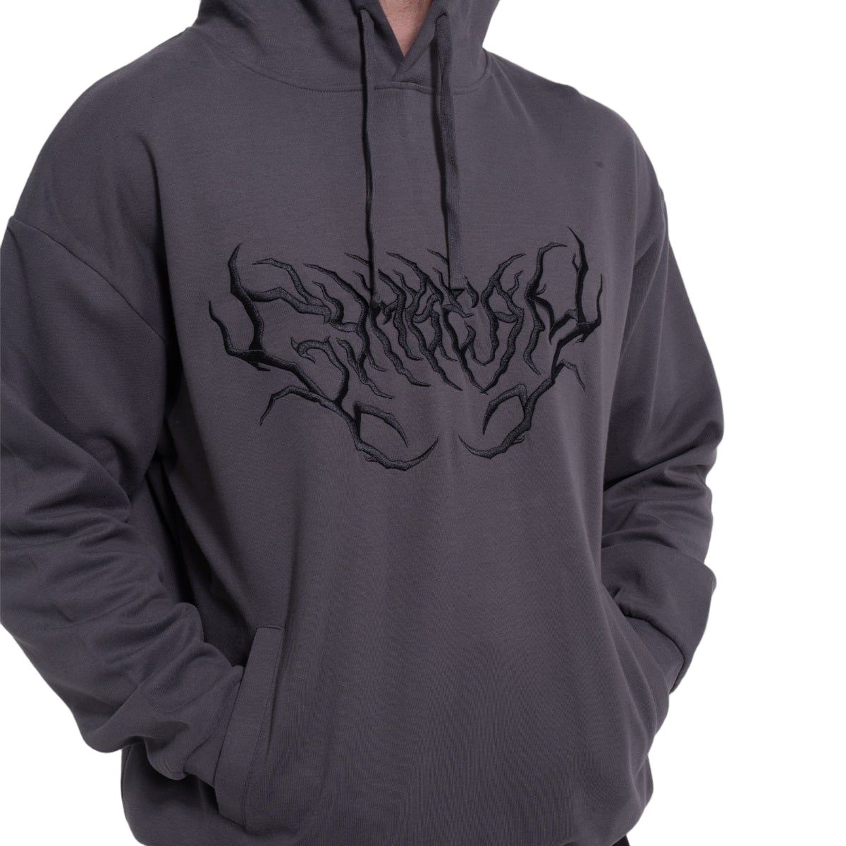 GymBeam Hoodie Herren Oversized mit Kapuze und Taschen in Grau Thorn